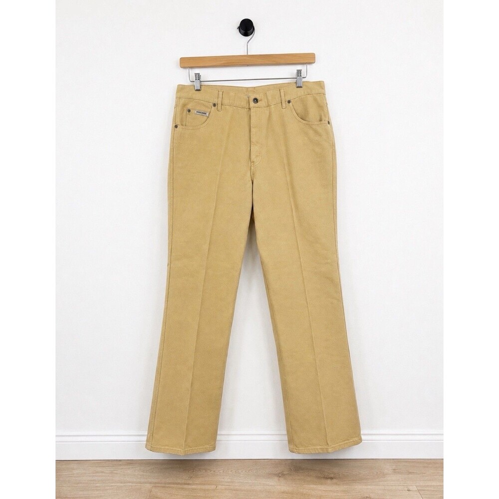 Schaefer Ranch Hand Dungarees Pants Jeans Mens 42x33 Tan Canvas Workwear Cowboy